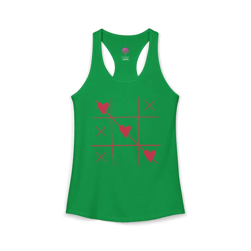Heart Tic Tac Toe Women’s Racerback Tank — Cute Valentine’s Game Tee