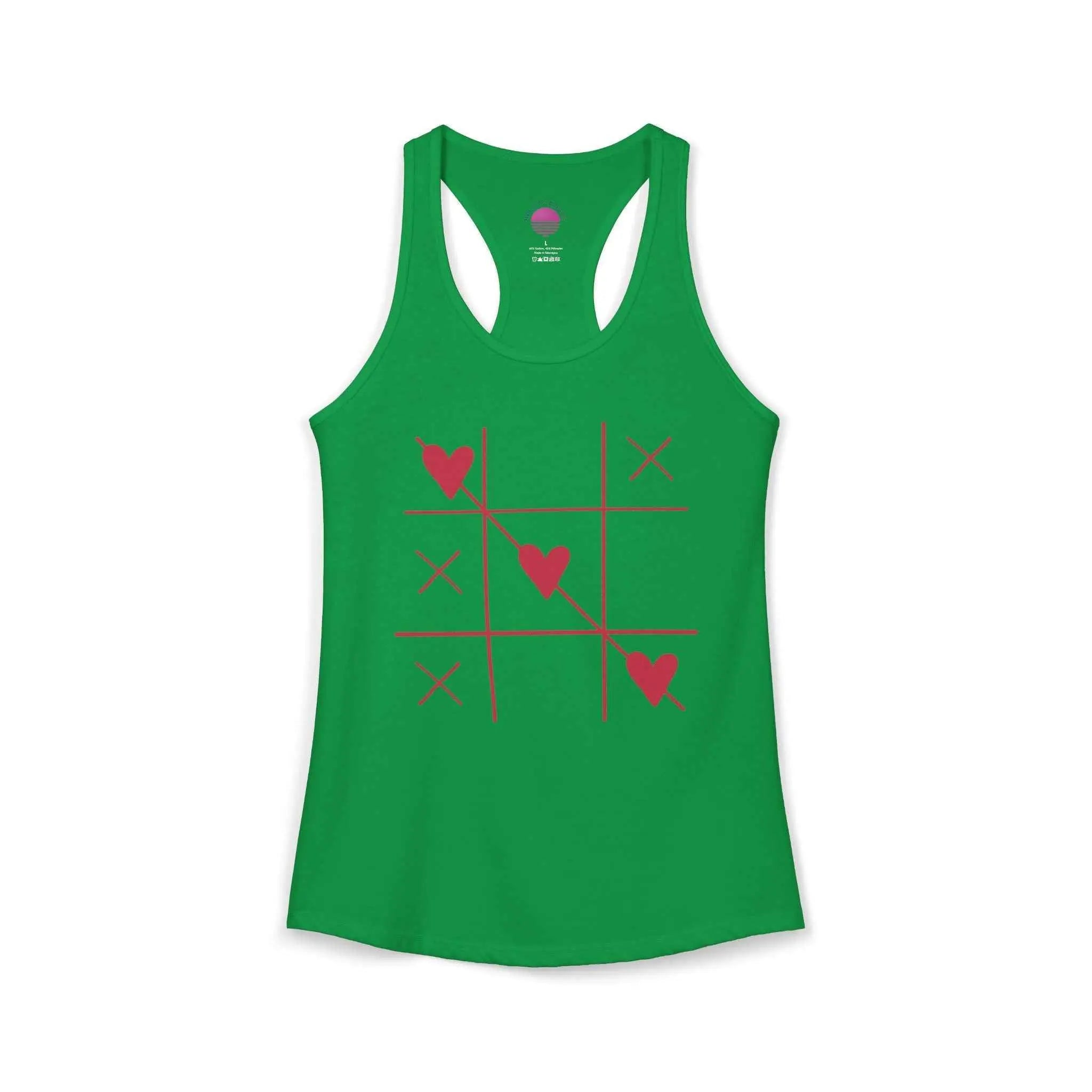 Heart Tic Tac Toe Women’s Racerback Tank — Cute Valentine’s Game Tee