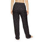 Heart Print Women's Pajama Pants showcasing all-over print on a relaxed fit, perfect for cozy sleepwear.