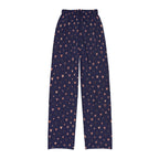 Navy heart print kids lounge pants featuring a scattered heart motif on a deep navy background.