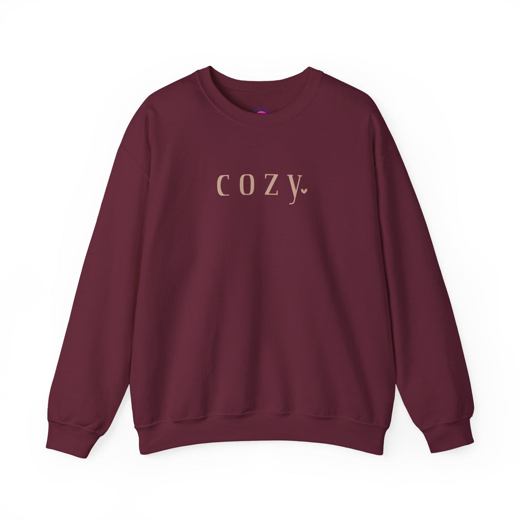 Cozy Crewneck Sweatshirt — Minimal 'COZY.' Soft White Pullover