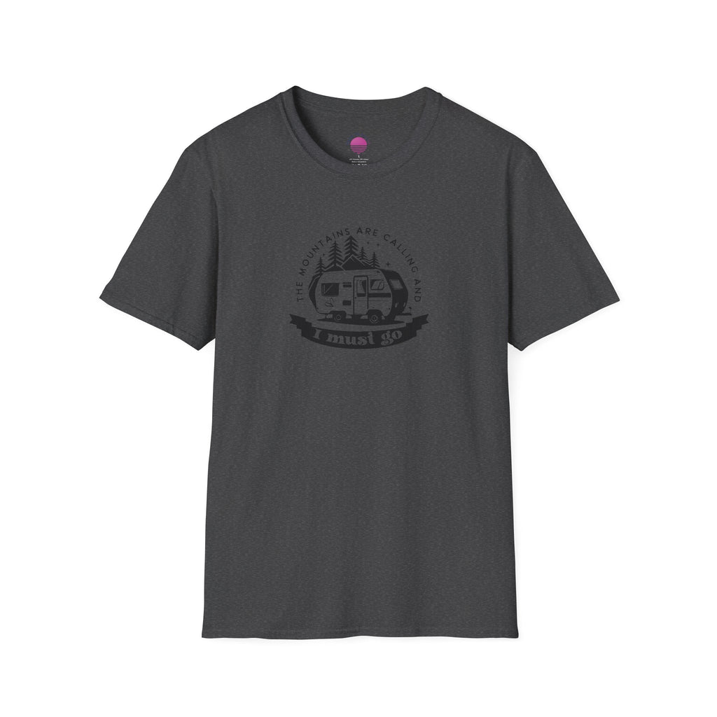 Campervan T-Shirt — "The Mountains Are Calling and I Must Go" Adventure Tee Printify