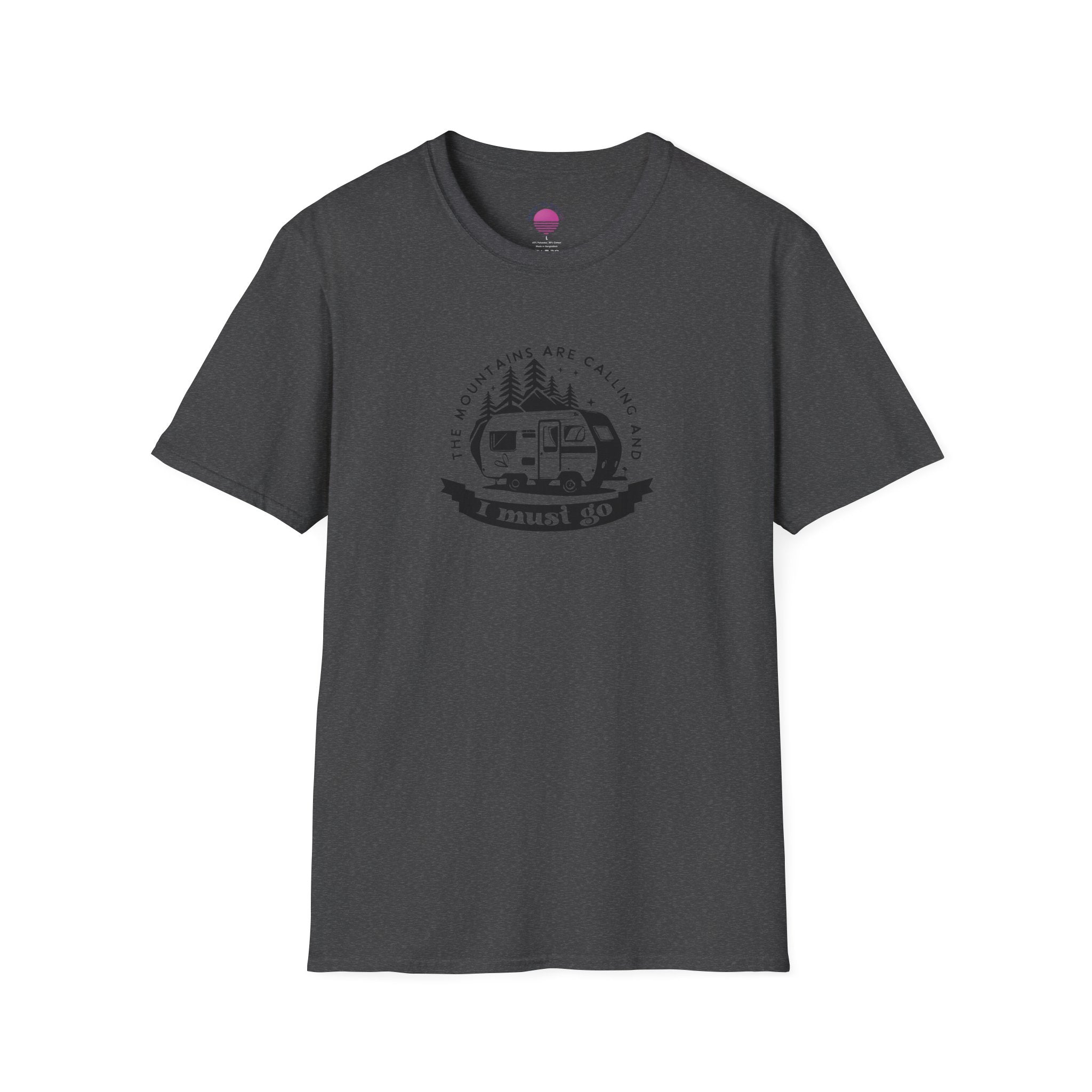 Campervan T-Shirt — "The Mountains Are Calling and I Must Go" Adventure Tee Printify