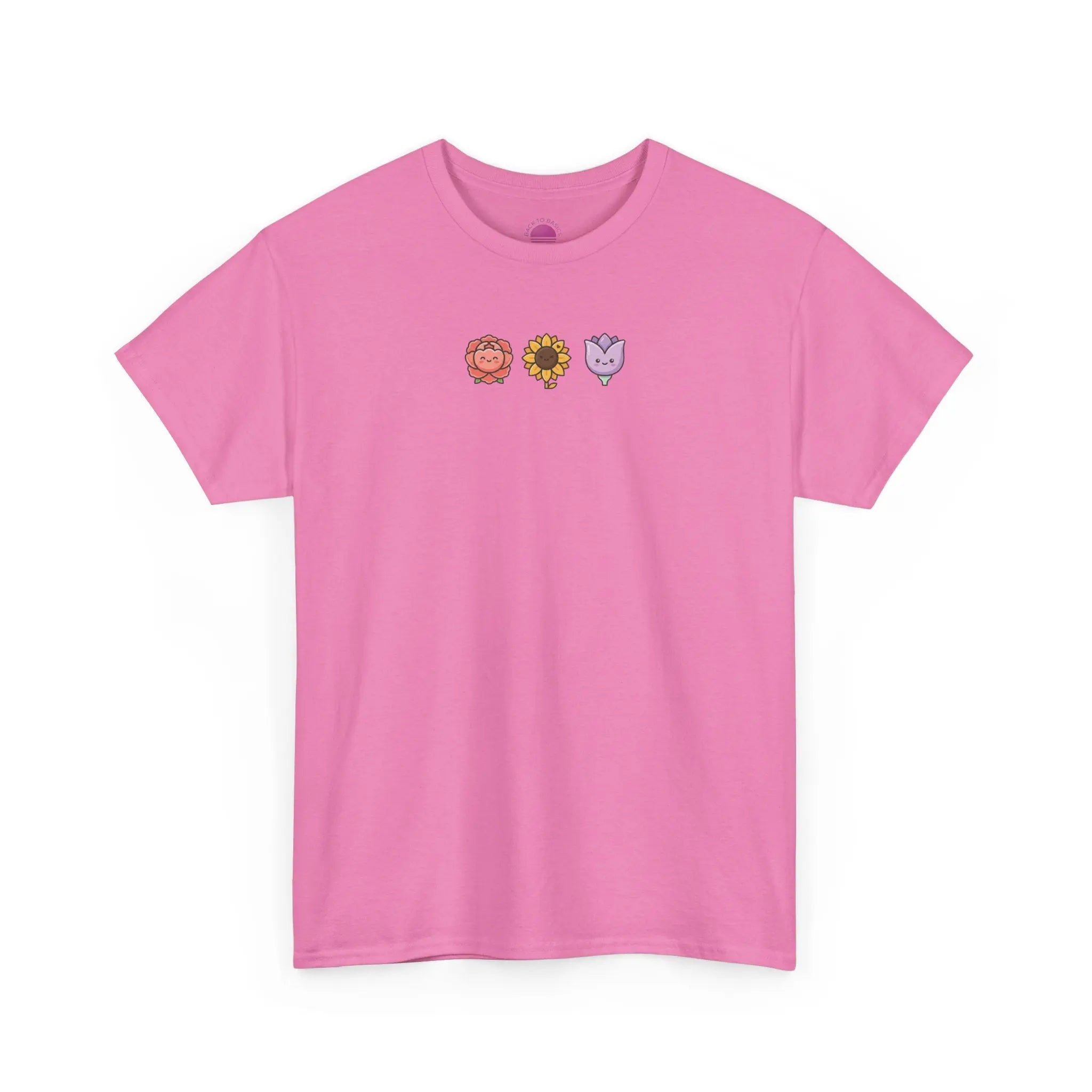 Flower Trio Tee — Cute Mini Floral Lion, Sunflower & Heart Plant Graphic T-Shirt Printify