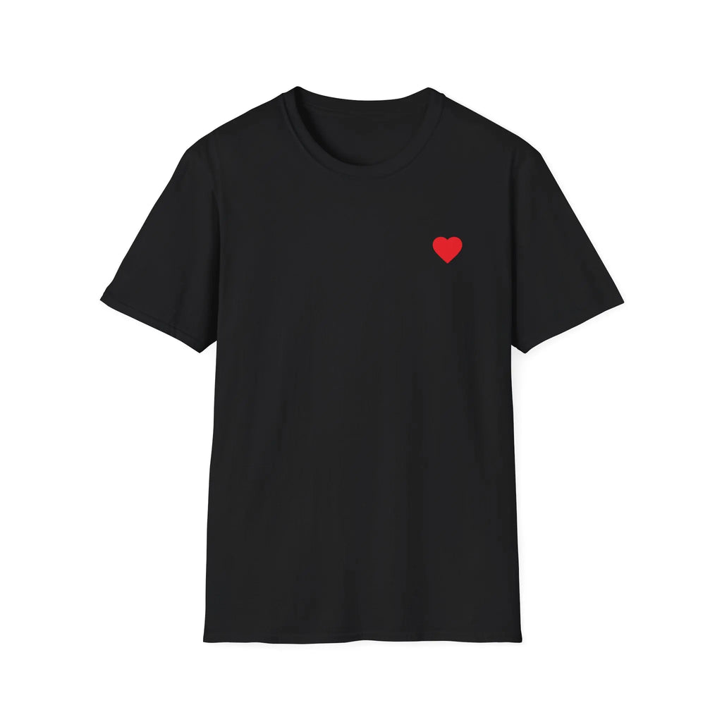 Minimal Red Heart Tee — Small Heart Chest Graphic T-Shirt Printify