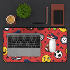 Back to School Sports Emojis Desk Mat — Athletic Pattern Mouse Pad for Kids & Teens Printify