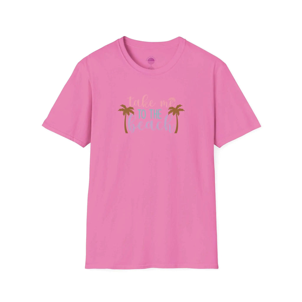 Take Me to the Beach Pastel Palm T-Shirt Printify Back To Basics