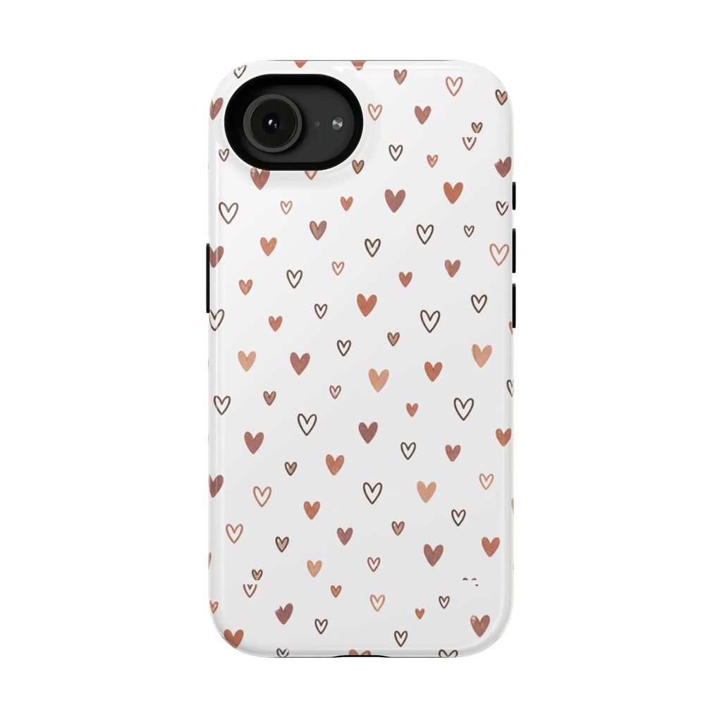 Heart Doodle Shockproof Phone Case — Cute Neutral Tiny Hearts Design Printify