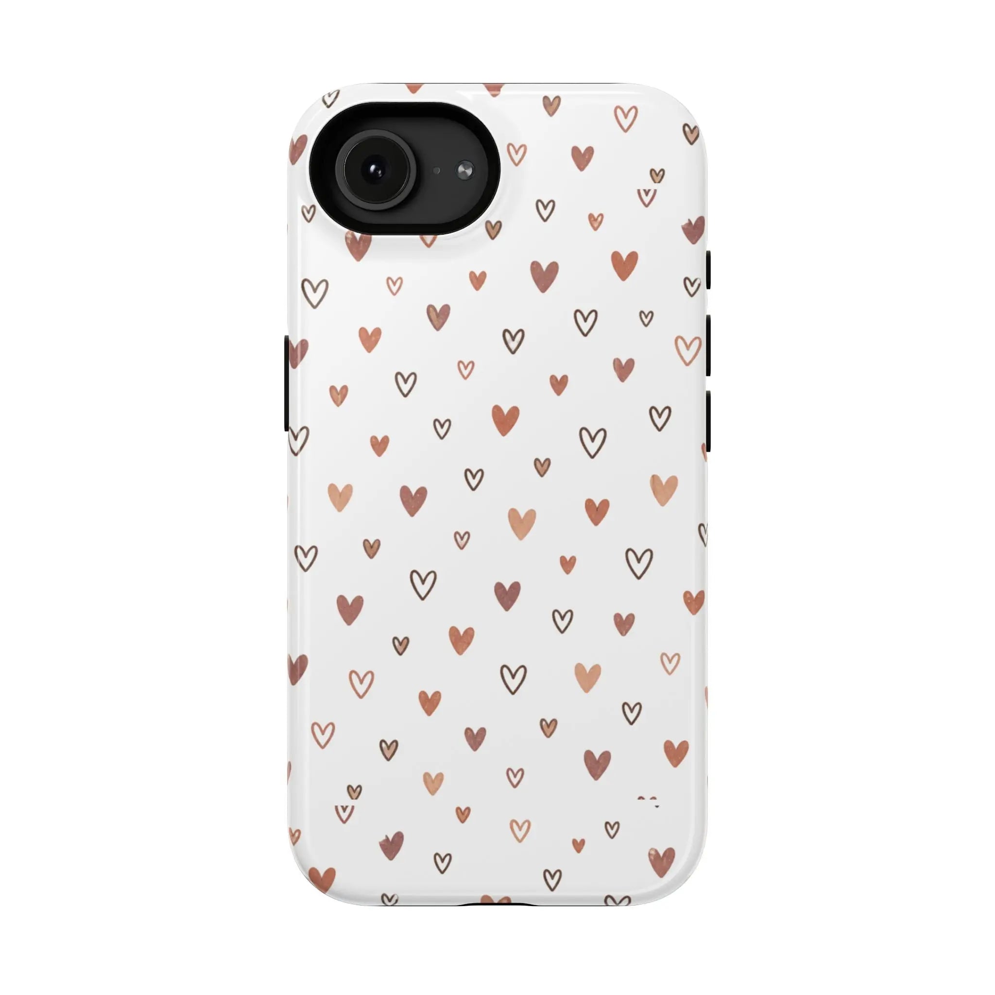 Heart Doodle Shockproof Phone Case — Cute Neutral Tiny Hearts Design Printify