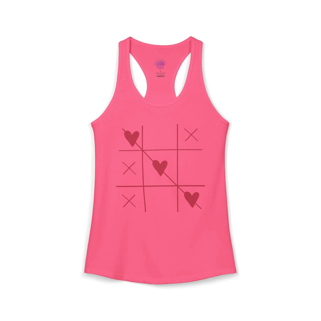 Heart Tic Tac Toe Women’s Racerback Tank — Cute Valentine’s Game Tee Printify