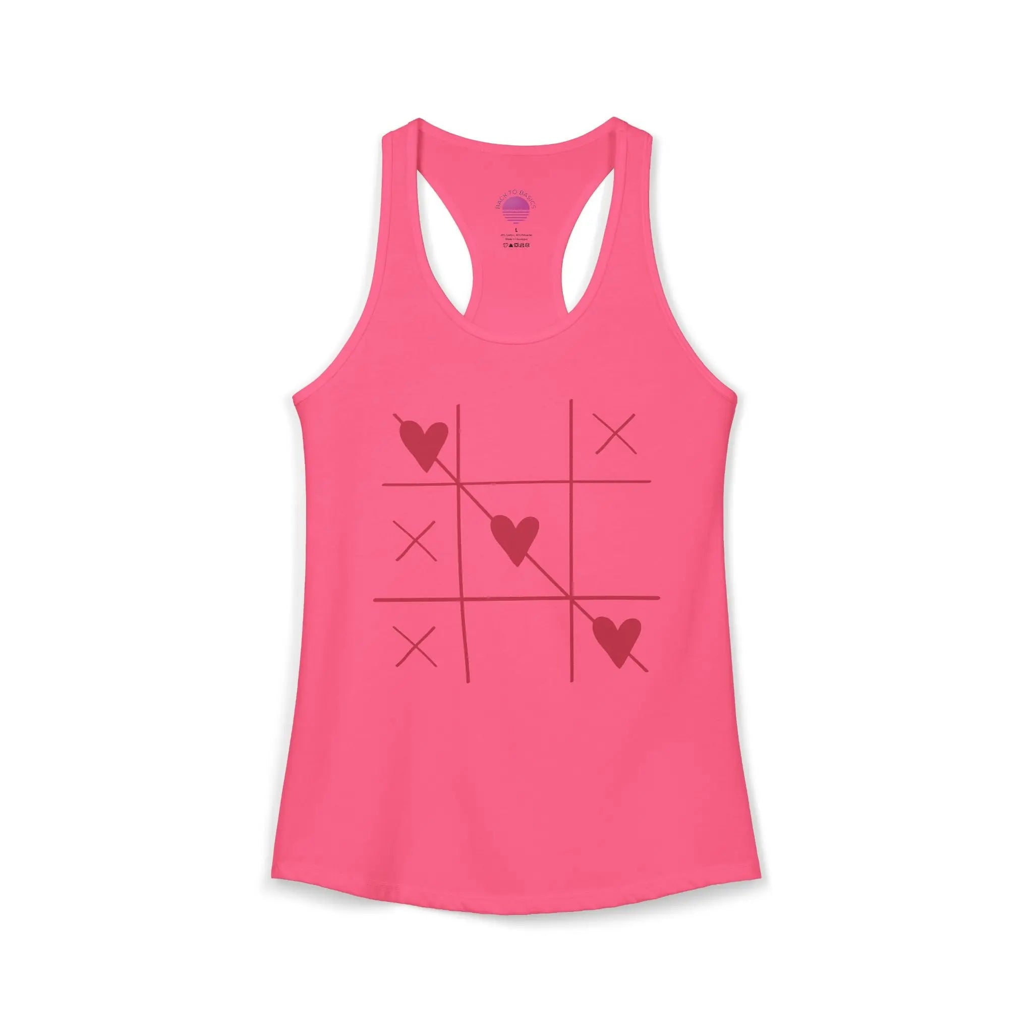 Heart Tic Tac Toe Women’s Racerback Tank — Cute Valentine’s Game Tee Printify