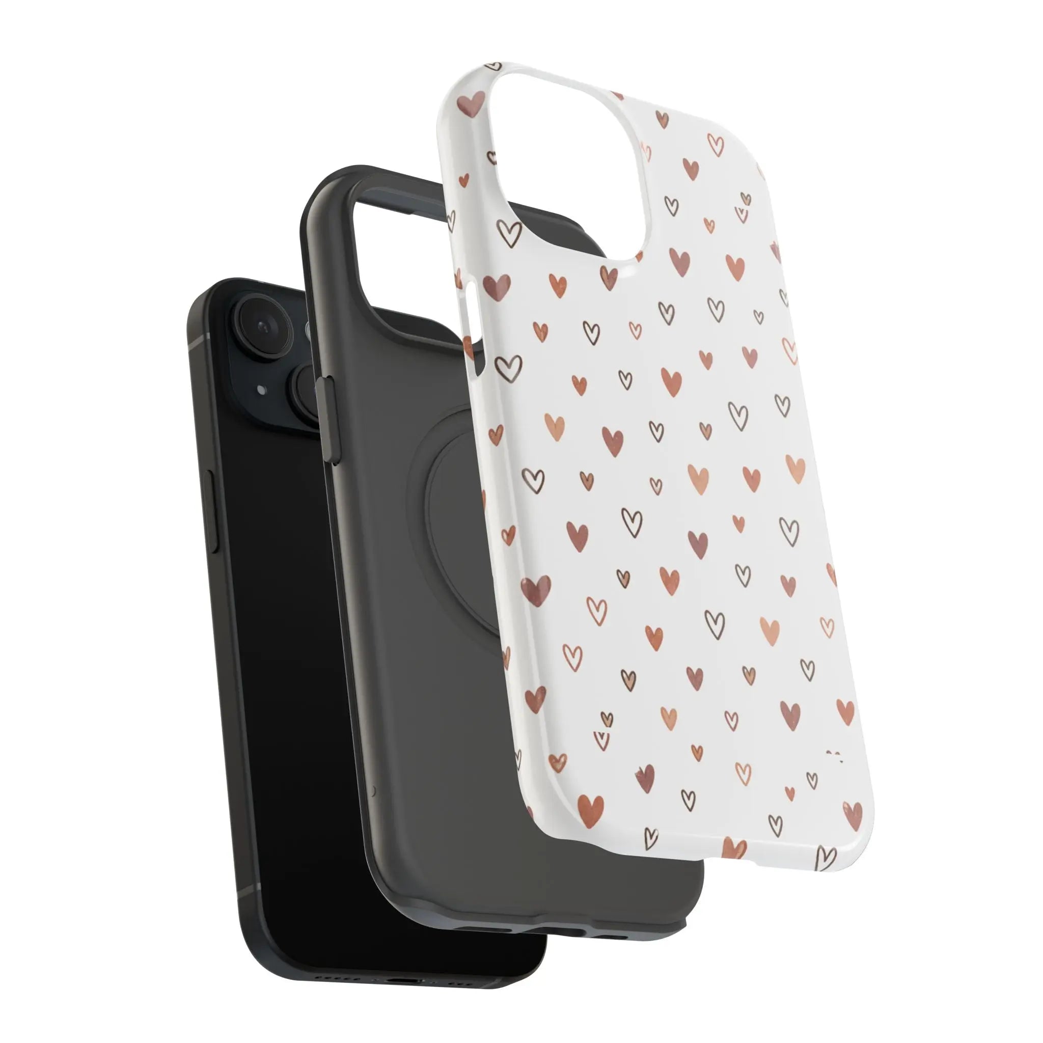 Heart Doodle Shockproof Phone Case — Cute Neutral Tiny Hearts Design Printify