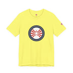 Patriotic Starburst Tee — Red, White & Blue Round Emblem T-Shirt