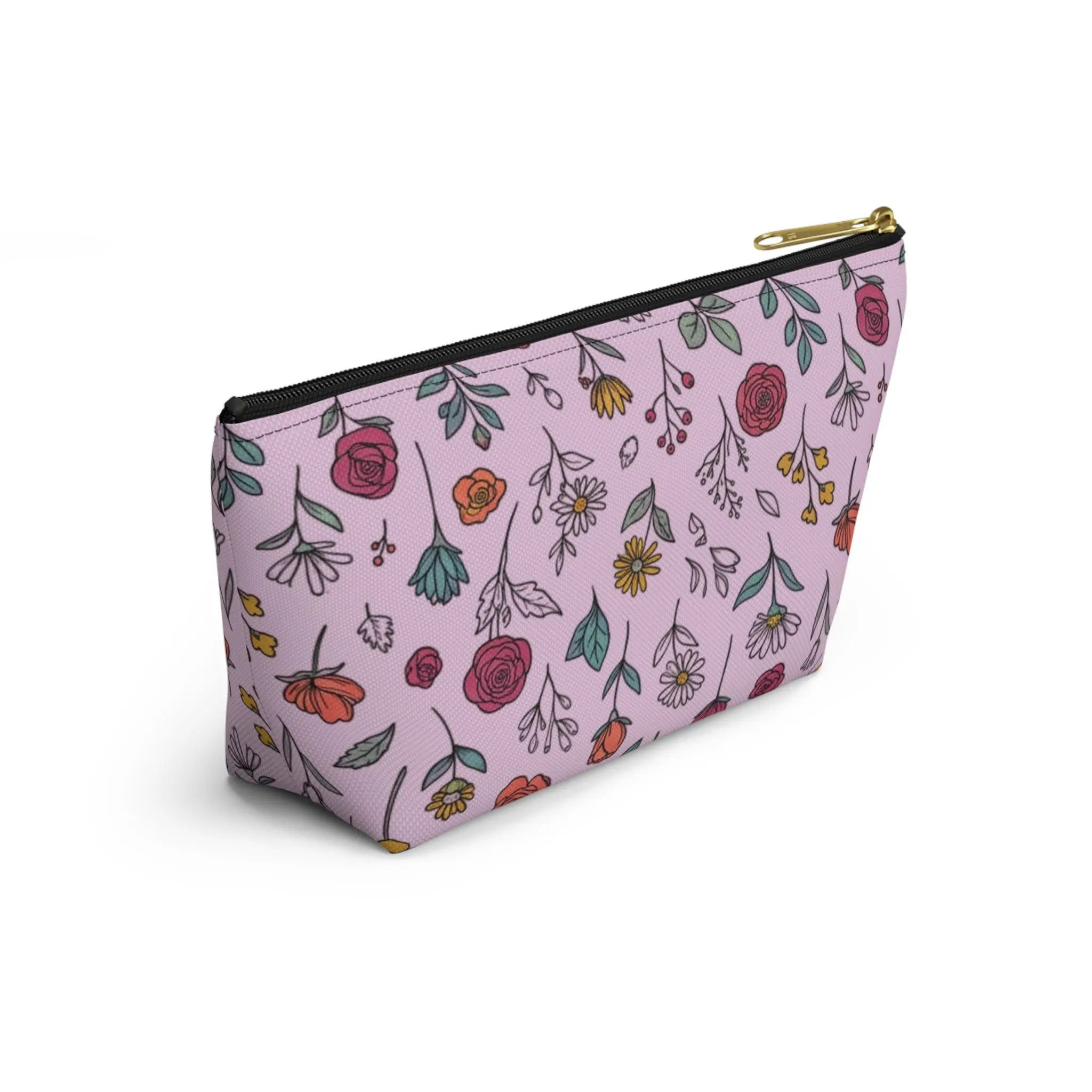 Floral Doodle Accessory Pouch — T-Bottom Makeup & Travel Organizer Printify