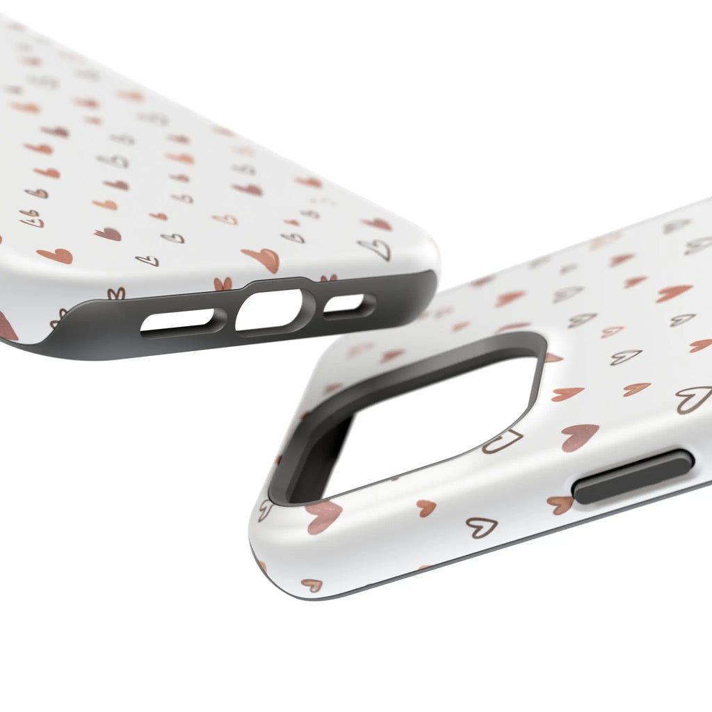 Heart Doodle Shockproof Phone Case — Cute Neutral Tiny Hearts Design Printify
