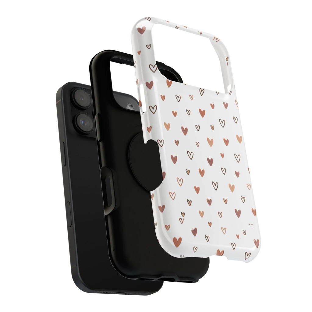 Heart Doodle Shockproof Phone Case — Cute Neutral Tiny Hearts Design Printify