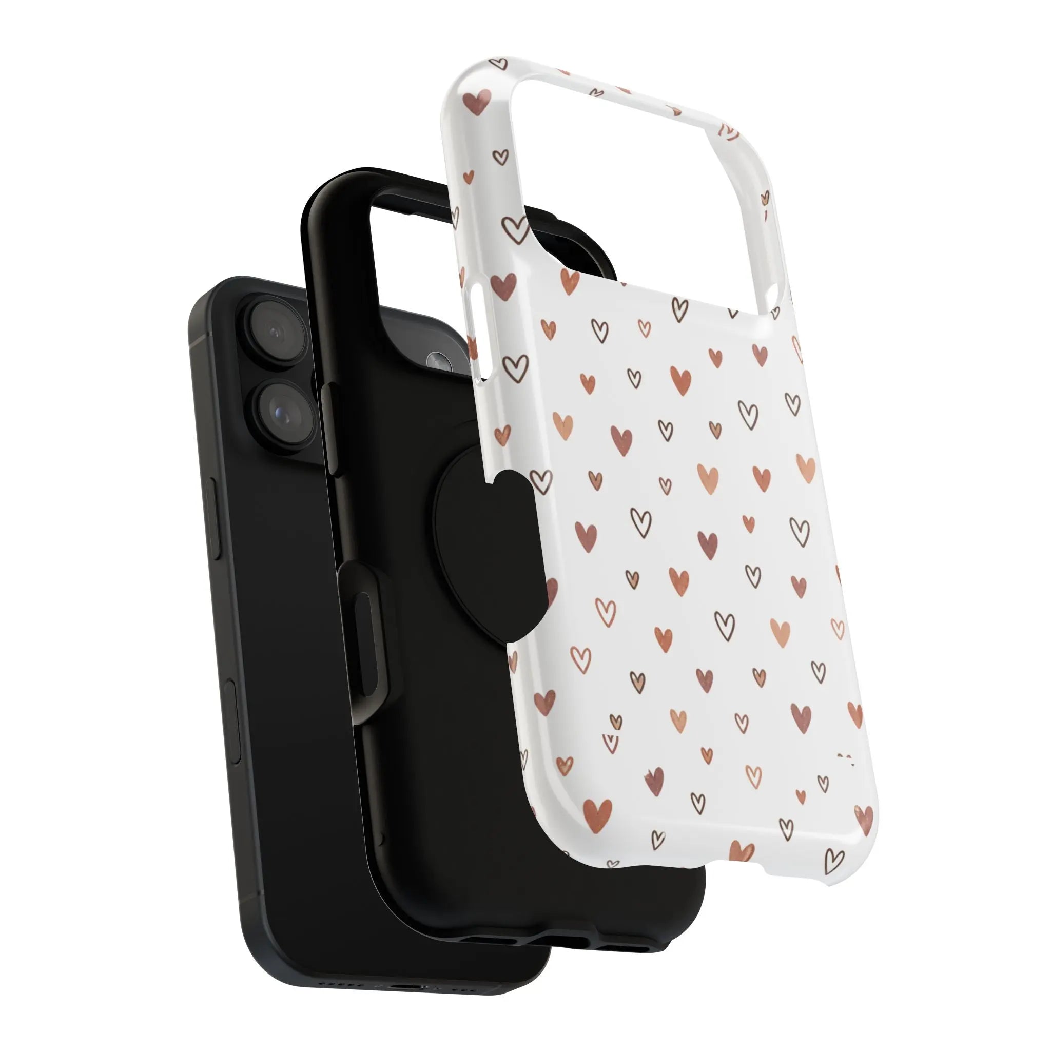 Heart Doodle Shockproof Phone Case — Cute Neutral Tiny Hearts Design Printify