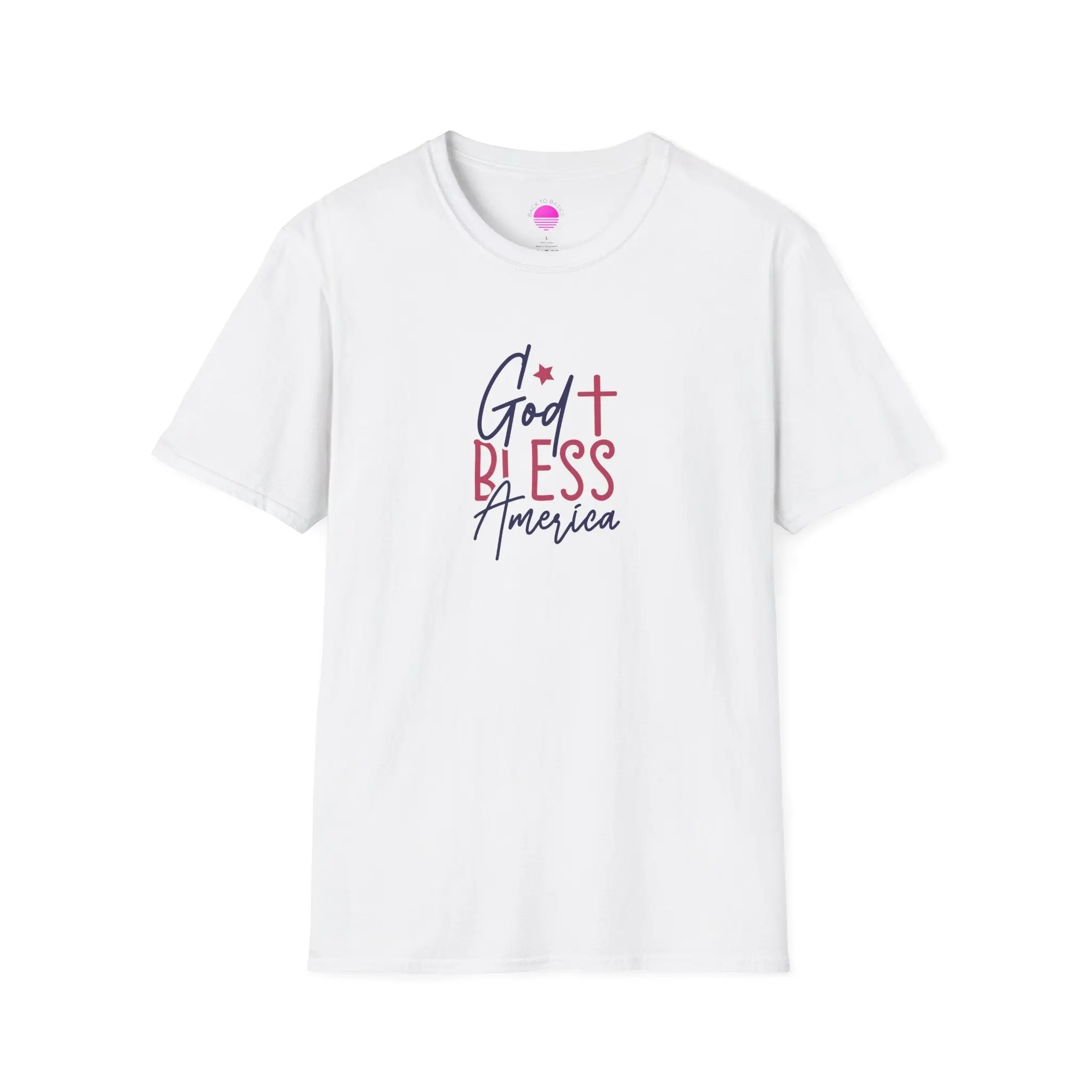 God Bless America Patriotic Christian T-Shirt with Cross Printify