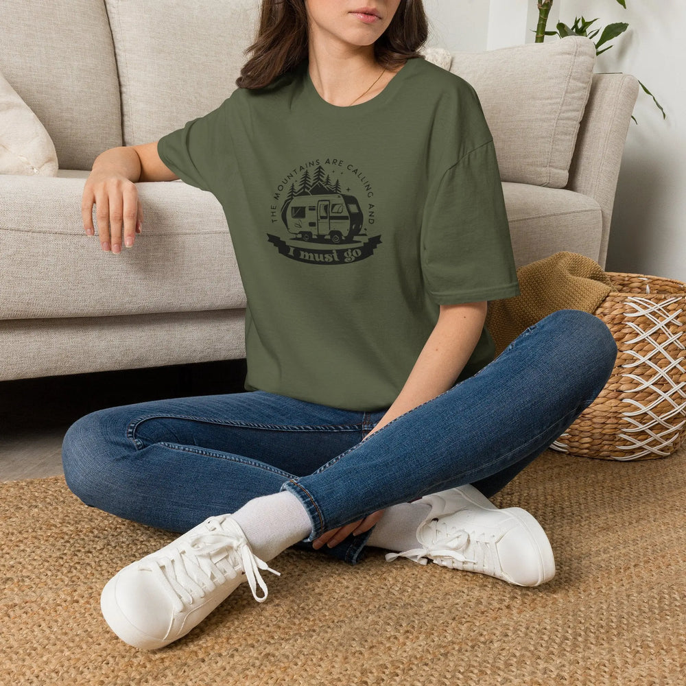 Campervan T-Shirt — "The Mountains Are Calling and I Must Go" Adventure Tee Printify