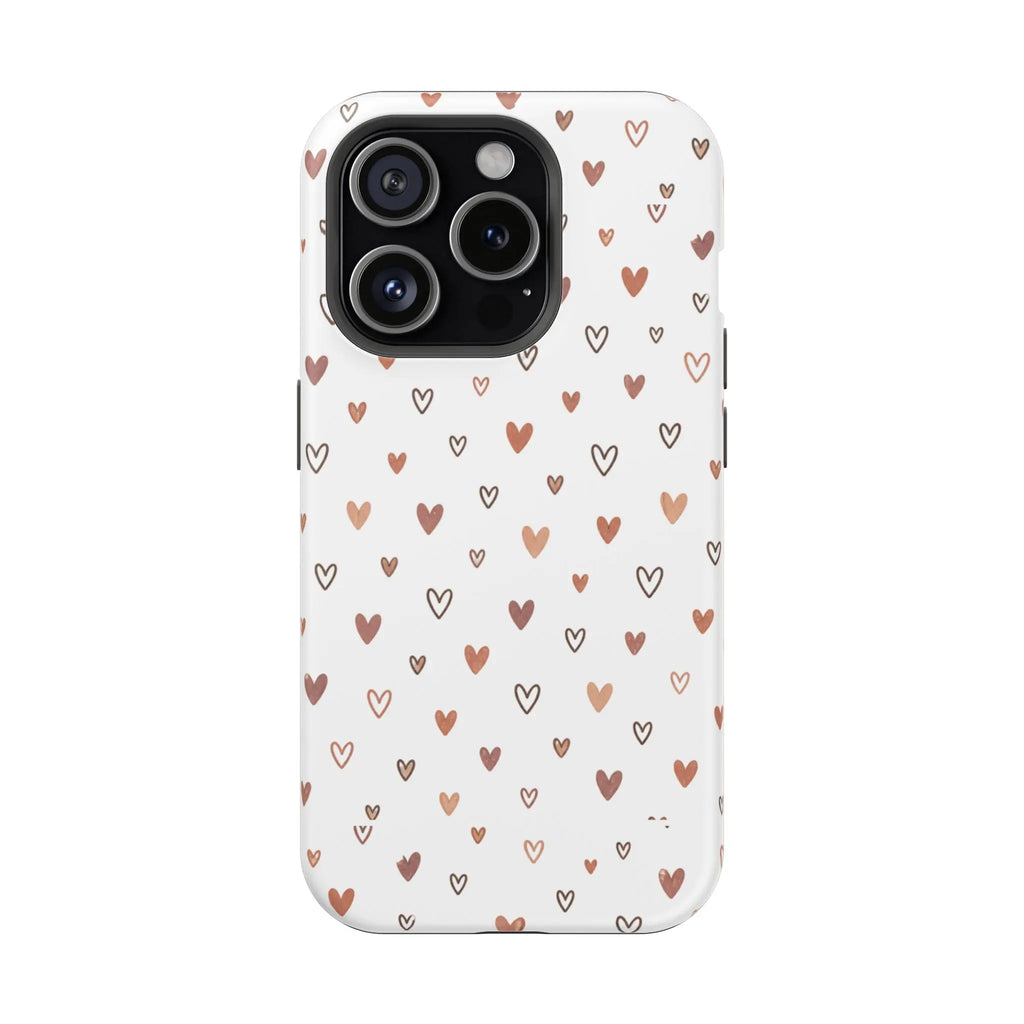 Heart Doodle Shockproof Phone Case — Cute Neutral Tiny Hearts Design Printify