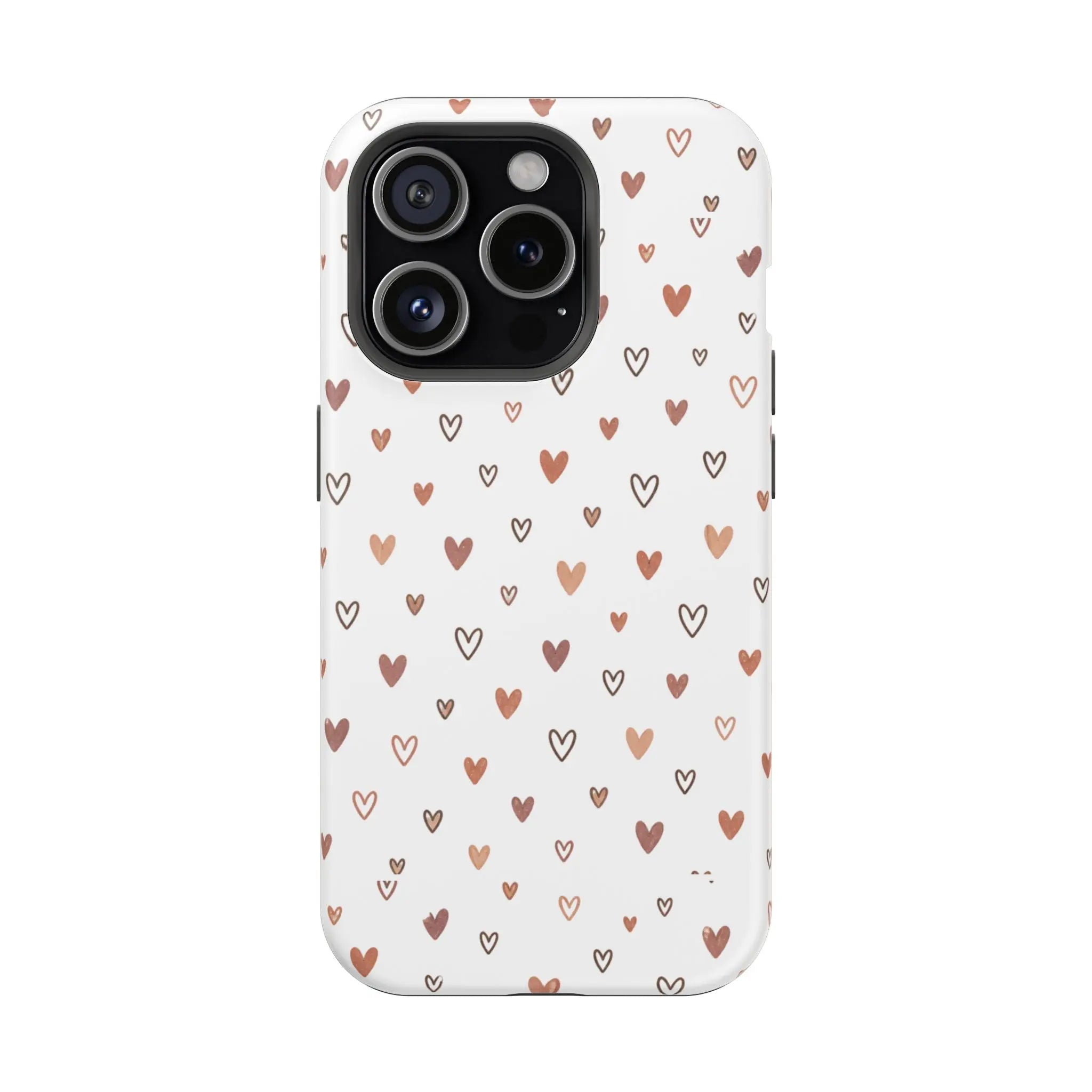 Heart Doodle Shockproof Phone Case — Cute Neutral Tiny Hearts Design Printify