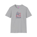 God Bless America Patriotic Christian T-Shirt with Cross Printify