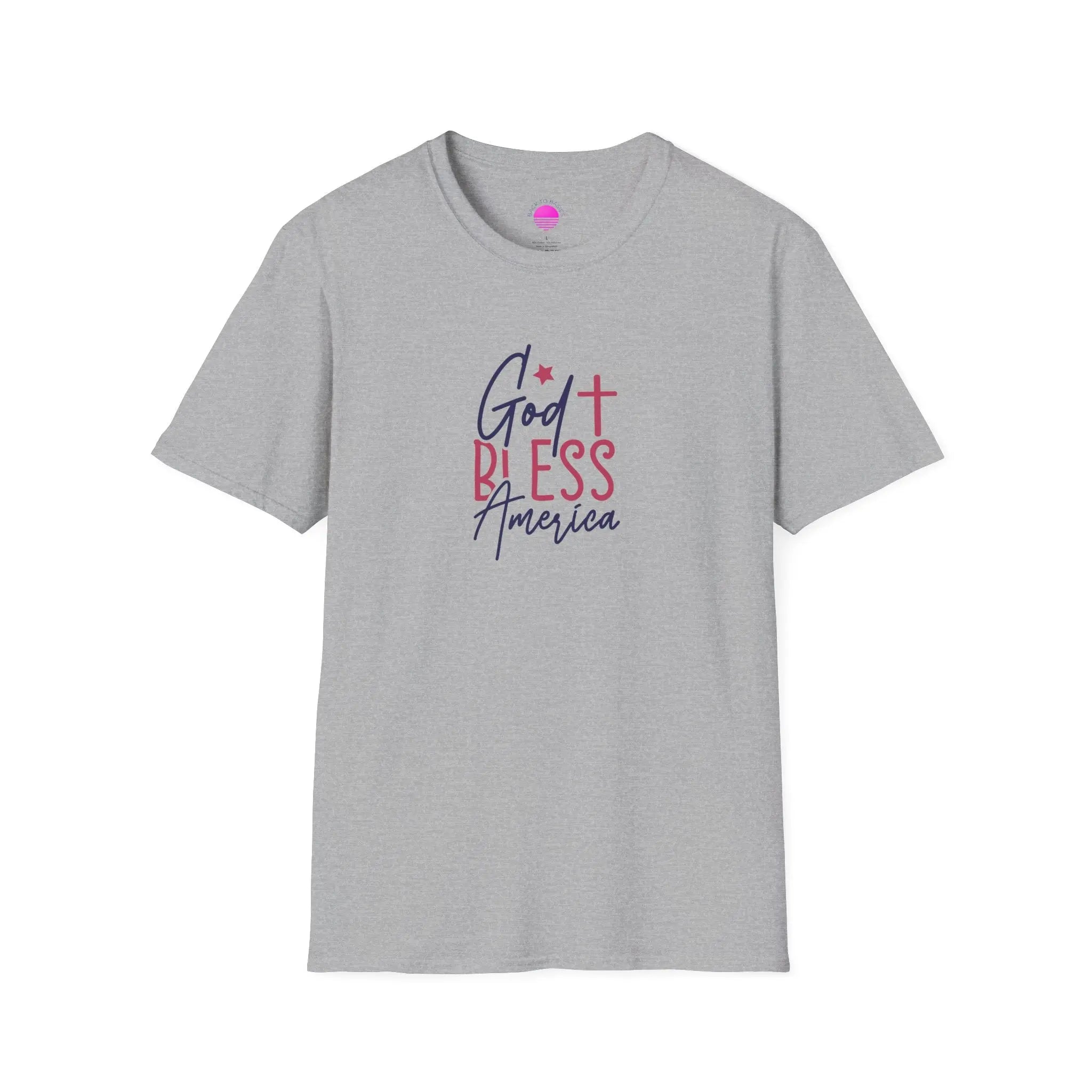 God Bless America Patriotic Christian T-Shirt with Cross Printify