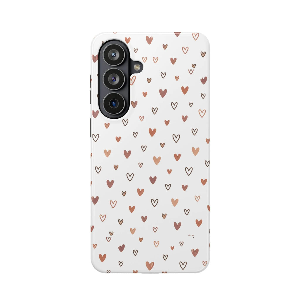Heart Doodle Shockproof Phone Case — Cute Neutral Tiny Hearts Design Printify