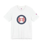 Patriotic Starburst Tee — Red, White & Blue Round Emblem T-Shirt