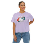 Cute Cosmic Cat Boxy Tee — Women's Graphic T-Shirt Printify