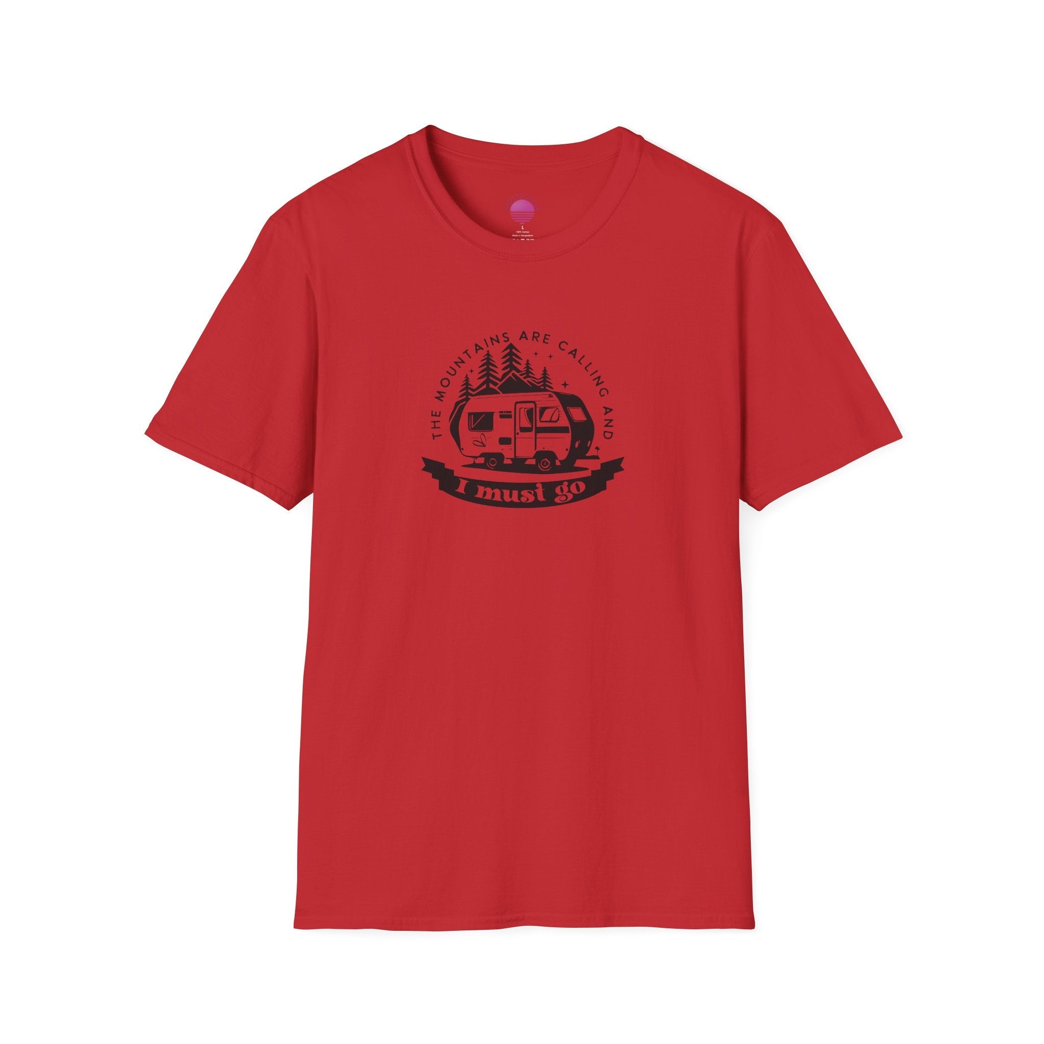 Campervan T-Shirt — "The Mountains Are Calling and I Must Go" Adventure Tee Printify