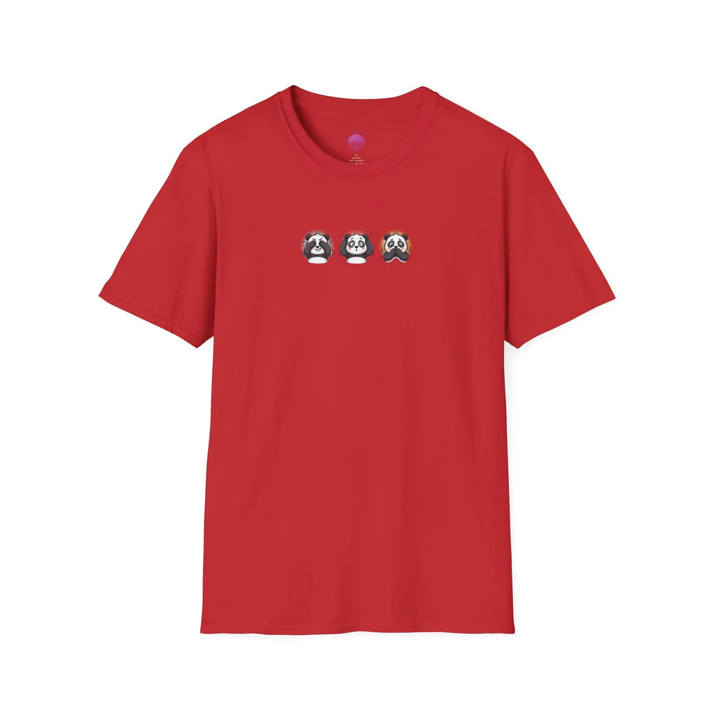 Panda Trio Graphic T-Shirt — Cute Cartoon Panda Faces Tee Printify
