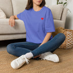 Minimal Red Heart Tee — Small Heart Chest Graphic T-Shirt Printify