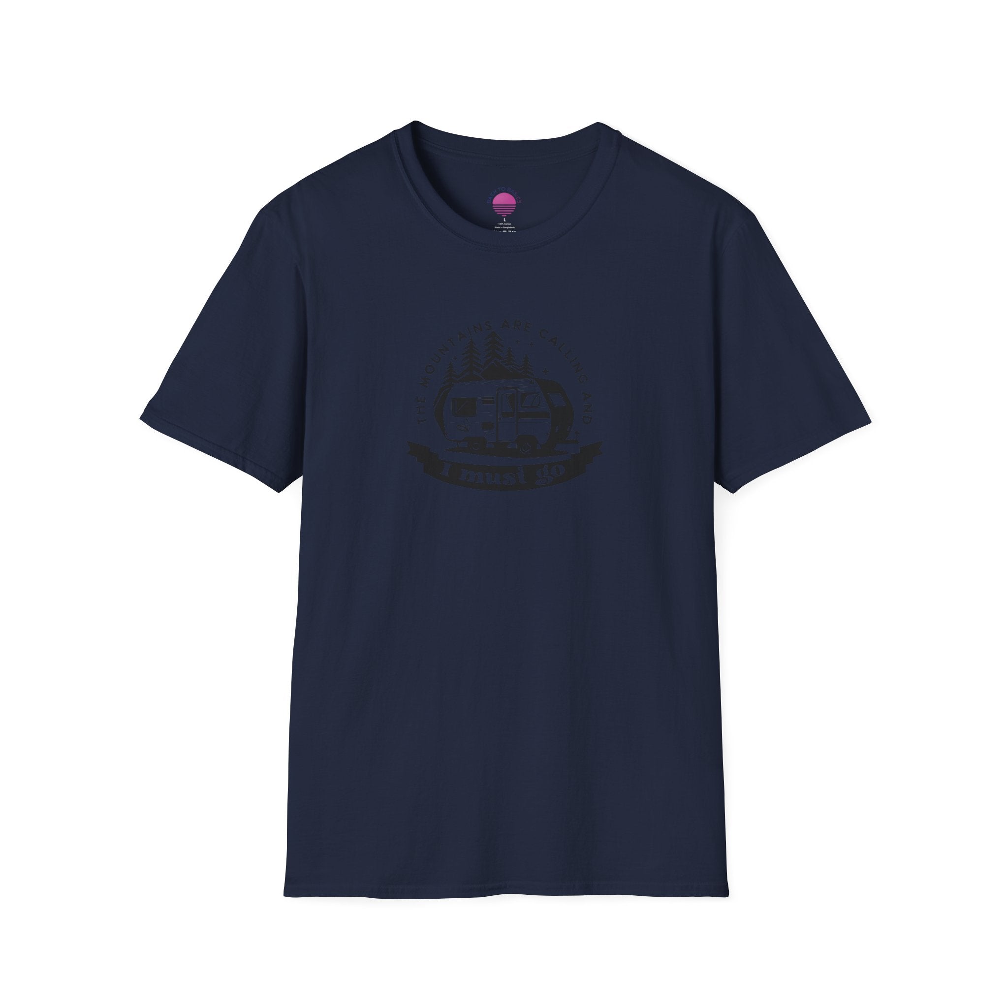 Campervan T-Shirt — "The Mountains Are Calling and I Must Go" Adventure Tee Printify
