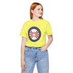 Patriotic Starburst Tee — Red, White & Blue Round Emblem T-Shirt Printify