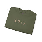Cozy Crewneck Sweatshirt — Minimal 'COZY.' Soft White Pullover