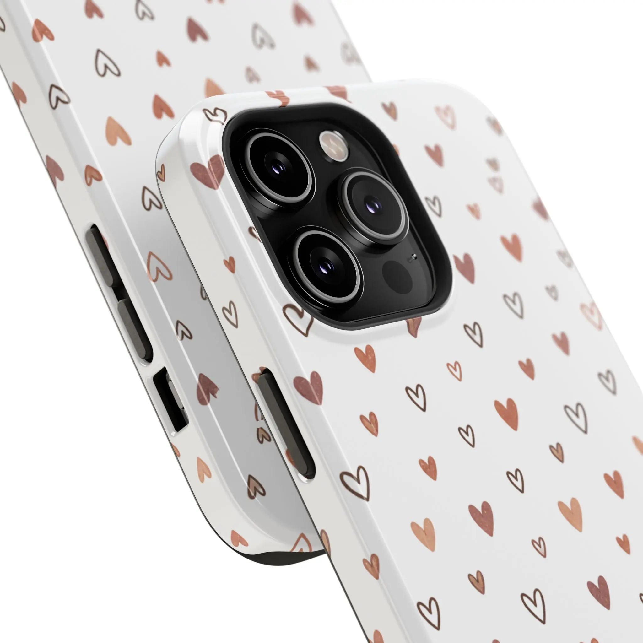 Heart Doodle Shockproof Phone Case — Cute Neutral Tiny Hearts Design Printify