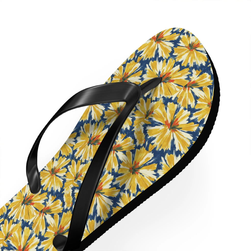 Yellow Daisy Flip Flops – Floral Beach Sandals Printify