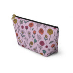 Floral Doodle Accessory Pouch — T‑Bottom Makeup & Travel Organizer Printify