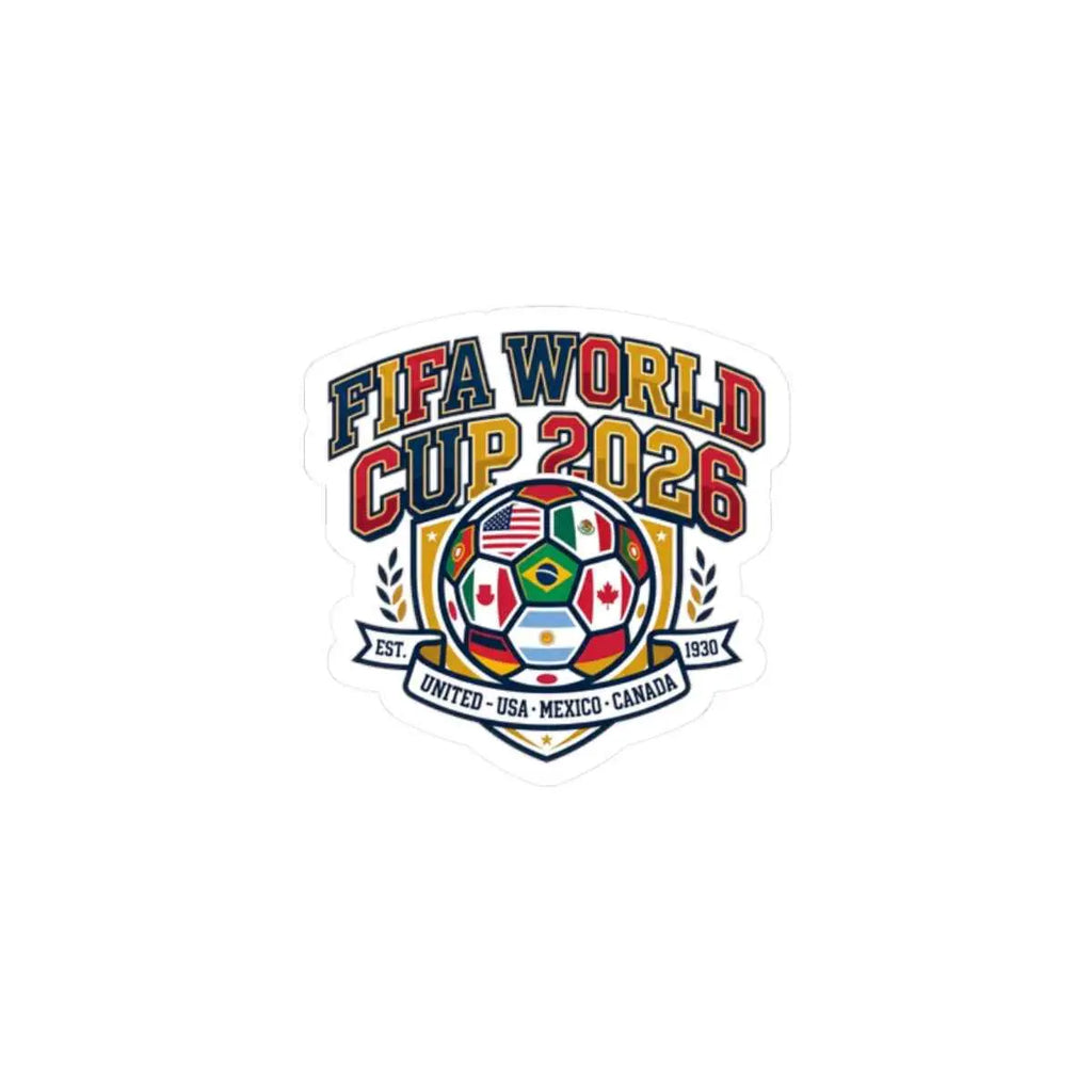 World Cup 2026 soccer sticker featuring a colorful badge and soccer ball design celebrating the tournament.
