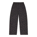 Heart Print Women's Pajama Pants featuring a soft, lightweight fabric with tiny heart designs on a dark background.