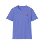 Minimal Red Heart Tee — Small Heart Chest Graphic T-Shirt Printify
