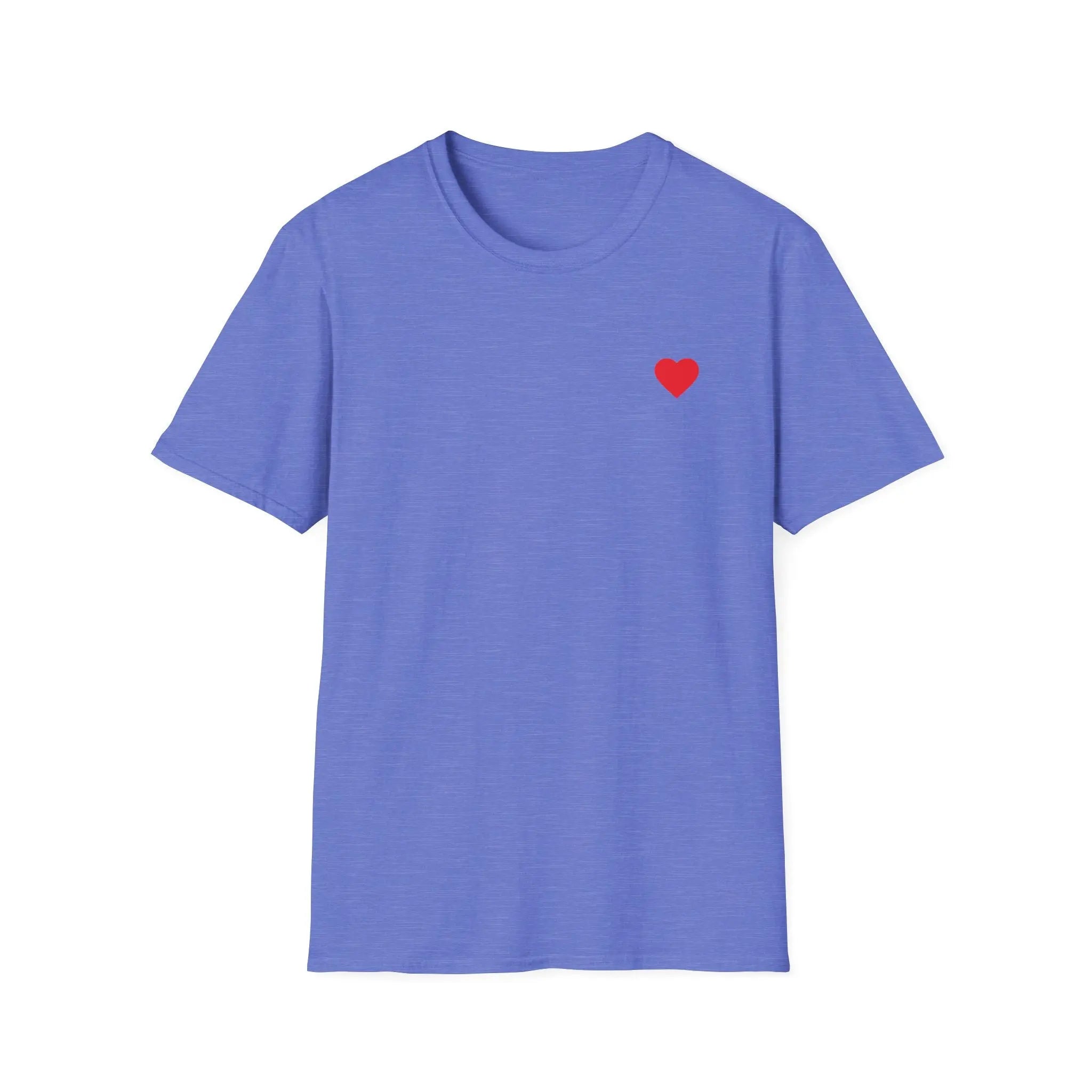 Minimal Red Heart Tee — Small Heart Chest Graphic T-Shirt Printify