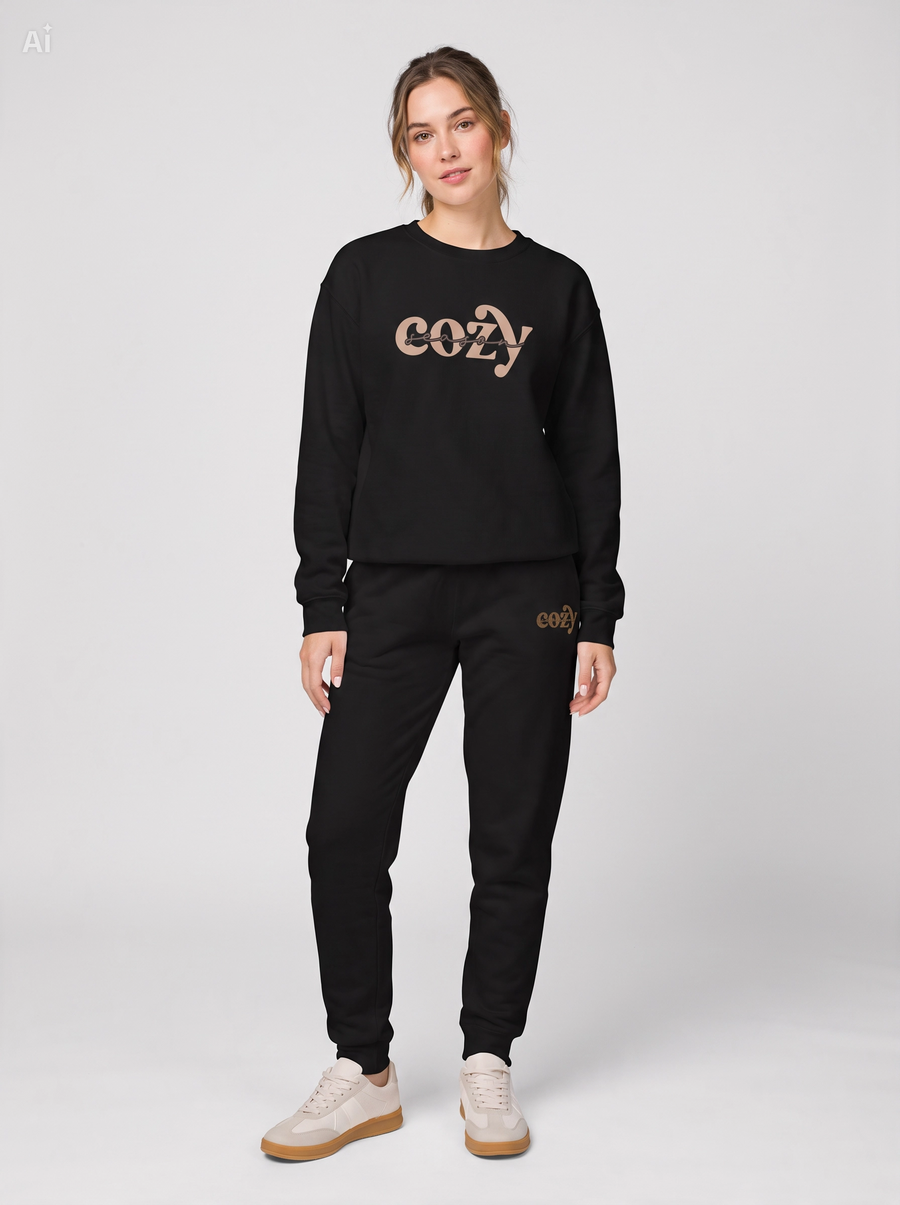 Cozy Season Crewneck and Sweatpants (embroidered) Bundle!