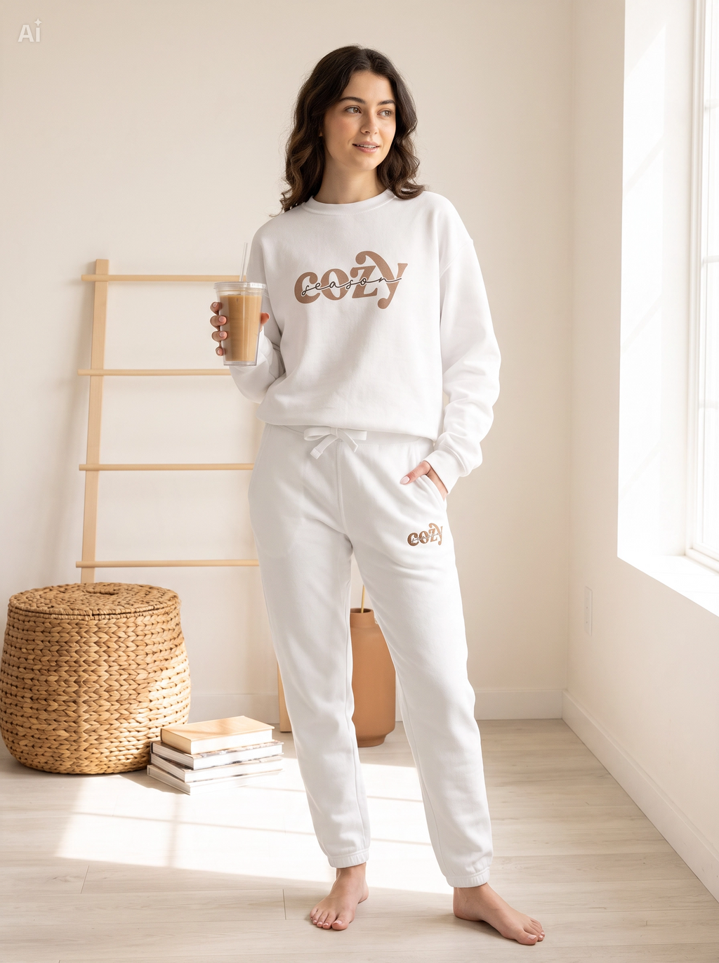 Cozy Season Crewneck and Sweatpants (embroidered) Bundle!