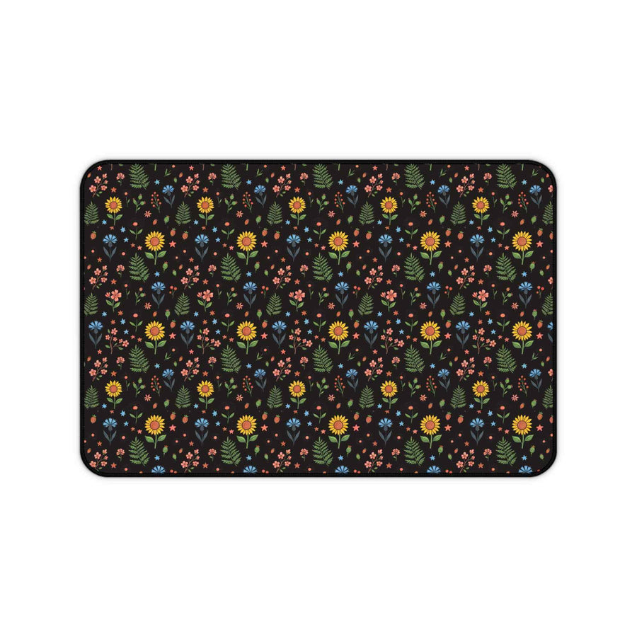 Floral Folk Art Desk Mat — Colorful Wildflower Pattern Mouse Pad