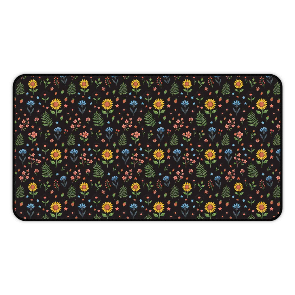 Floral Folk Art Desk Mat — Colorful Wildflower Pattern Mouse Pad