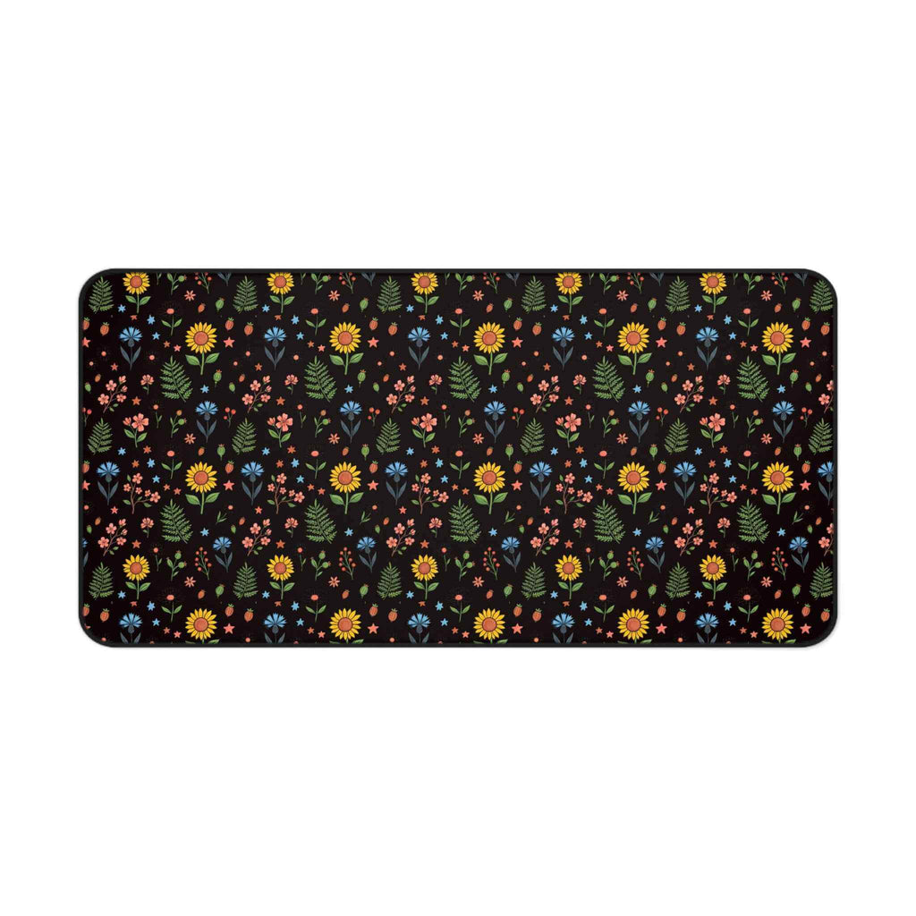 Floral Folk Art Desk Mat — Colorful Wildflower Pattern Mouse Pad