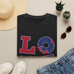 Patriotic "LOVE" T-Shirt — American Flag Donut & Flip-Flop Summer Tee