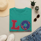 Patriotic "LOVE" T-Shirt — American Flag Donut & Flip-Flop Summer Tee